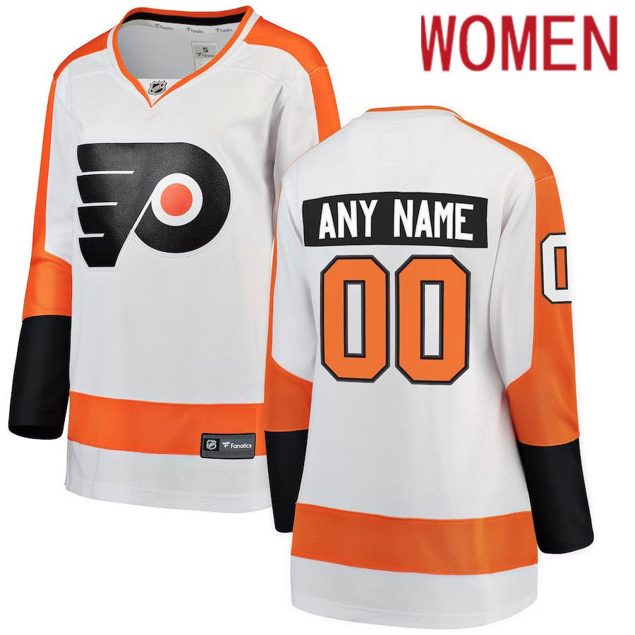 Women Philadelphia Flyers Fanatics Branded White Away Breakaway Custom NHL Jersey->women nhl jersey->Women Jersey